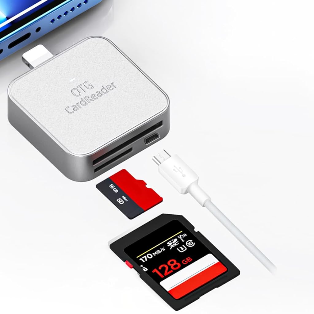 Verilux Card Reader for iPhone 2 in 1 SD Card Reader for iPhone iPad Camera, Micro SD Card Reader wirh Micro USB Port Supports SD and TF Card Micro SD Card Adapter for iPhone iPad No App Required Verilux Card Reader for iPhone 2 in 1 SD Card Reader for iPhone iPad Camera, Micro SD Card Reader wirh Micro USB Port Supports SD and TF Card Micro SD Card Adapter for iPhone iPad No App Required